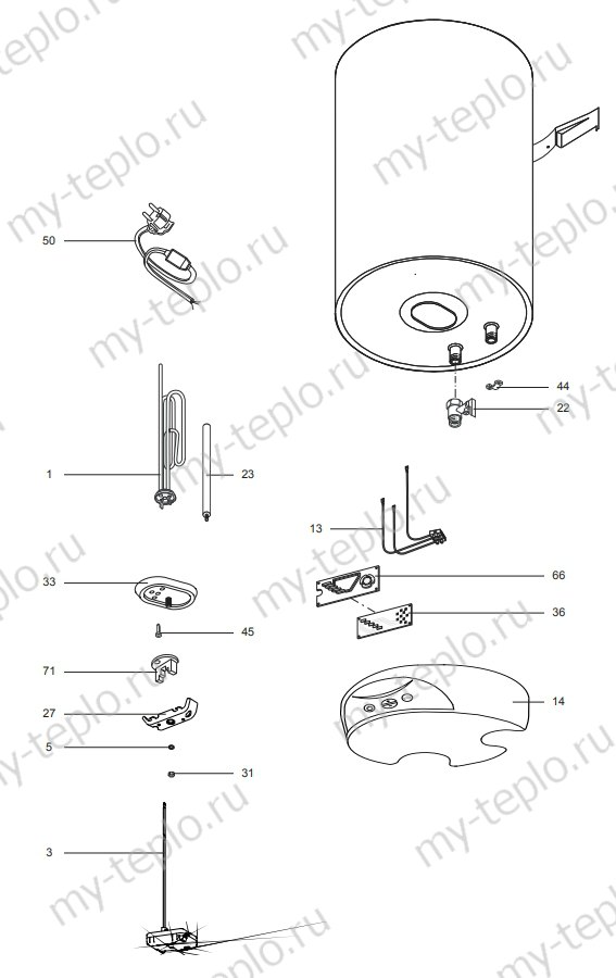 Запчасти Ariston ABS PLT ECO 80 V SLIM купить в Каслях